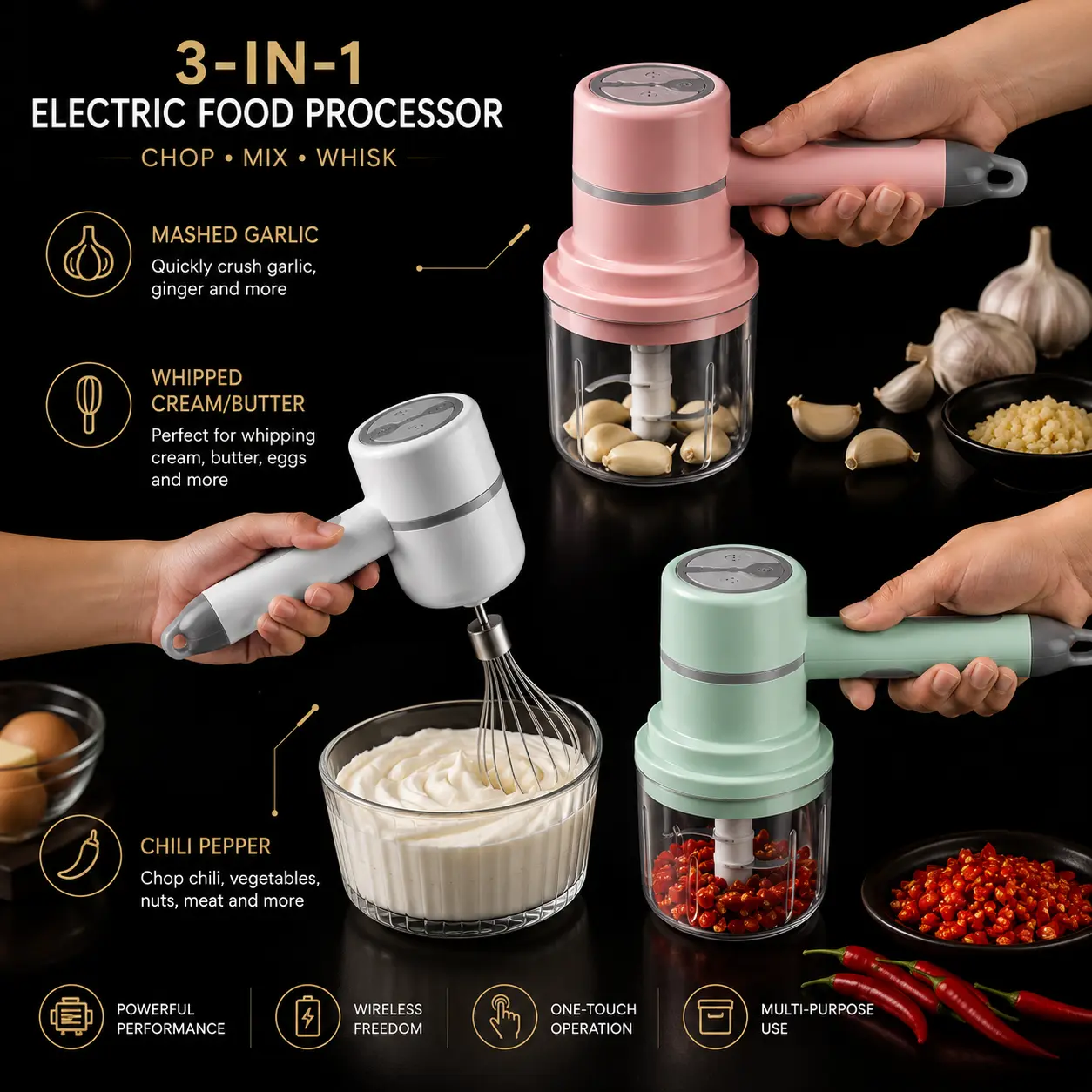 3-in-1 Electric Food Processor