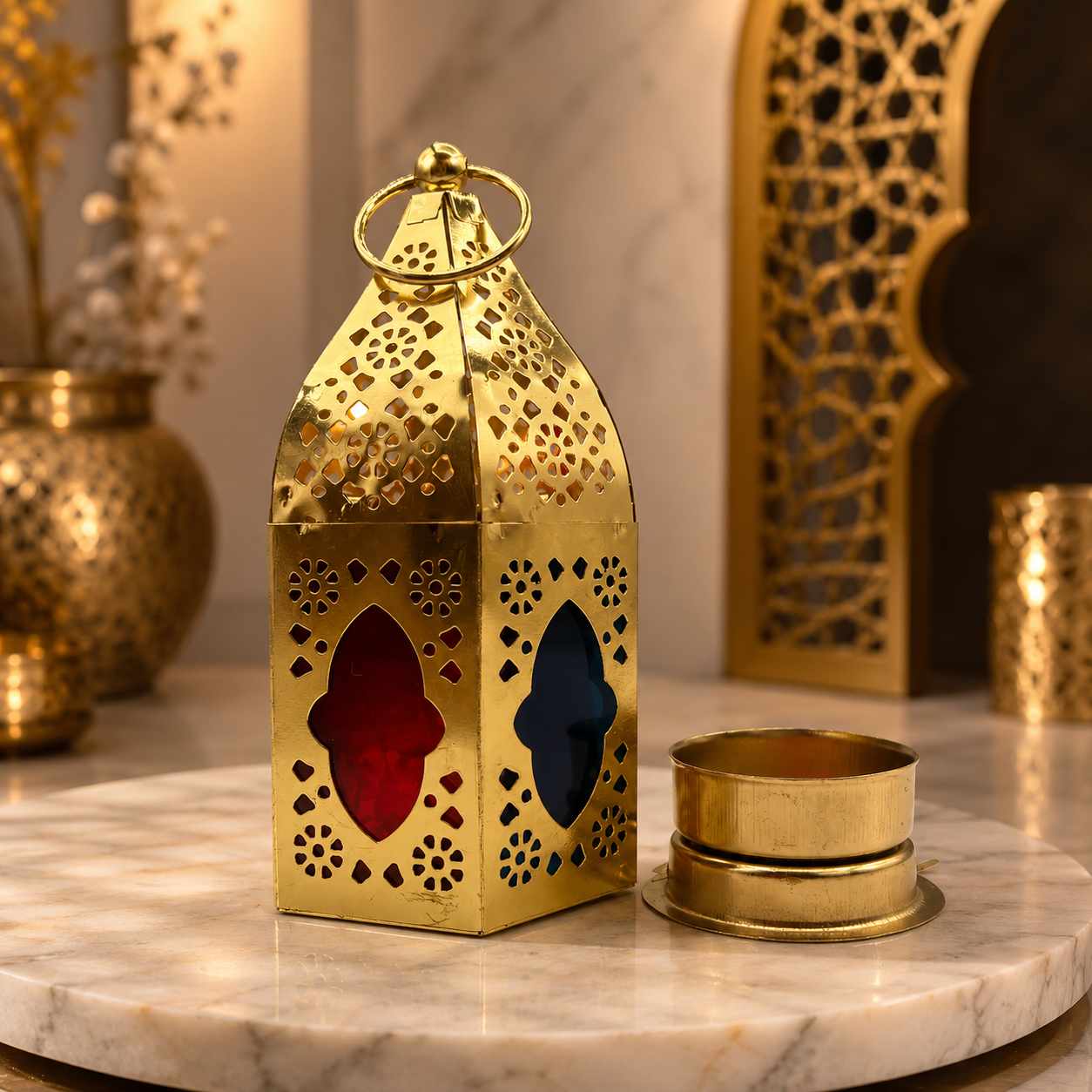 Lanterne marocaine Ramadan – Lanterne décorative LED effet bougie