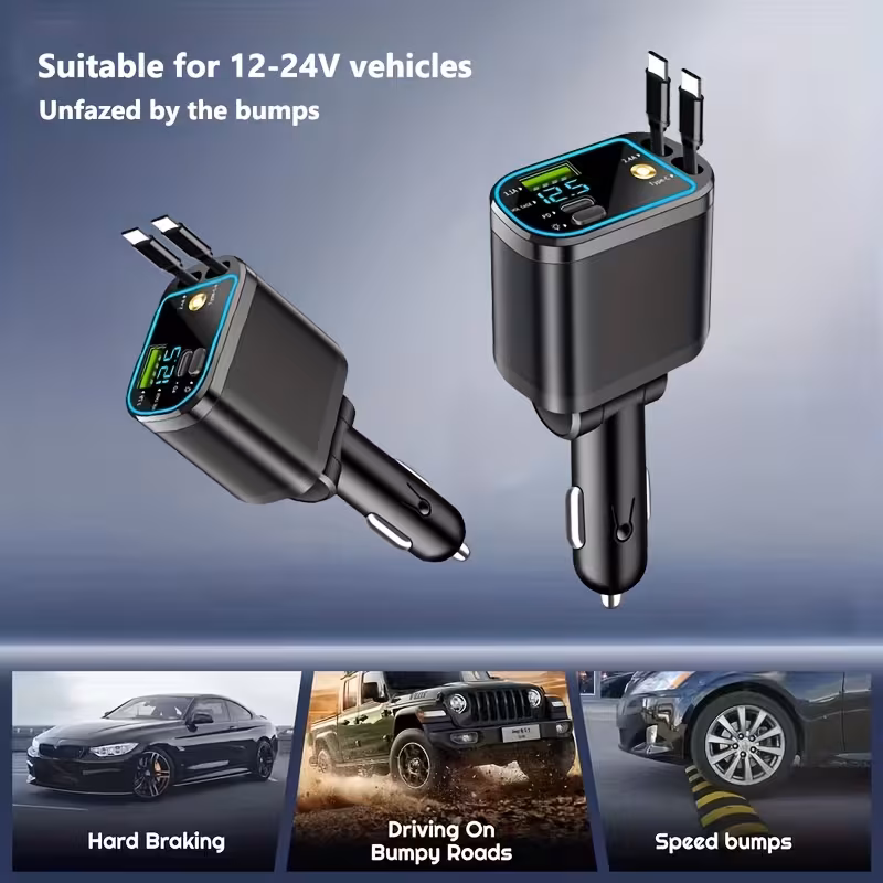 Chargeur Voiture 4-en-1 avec Projecteur d'Étoiles
