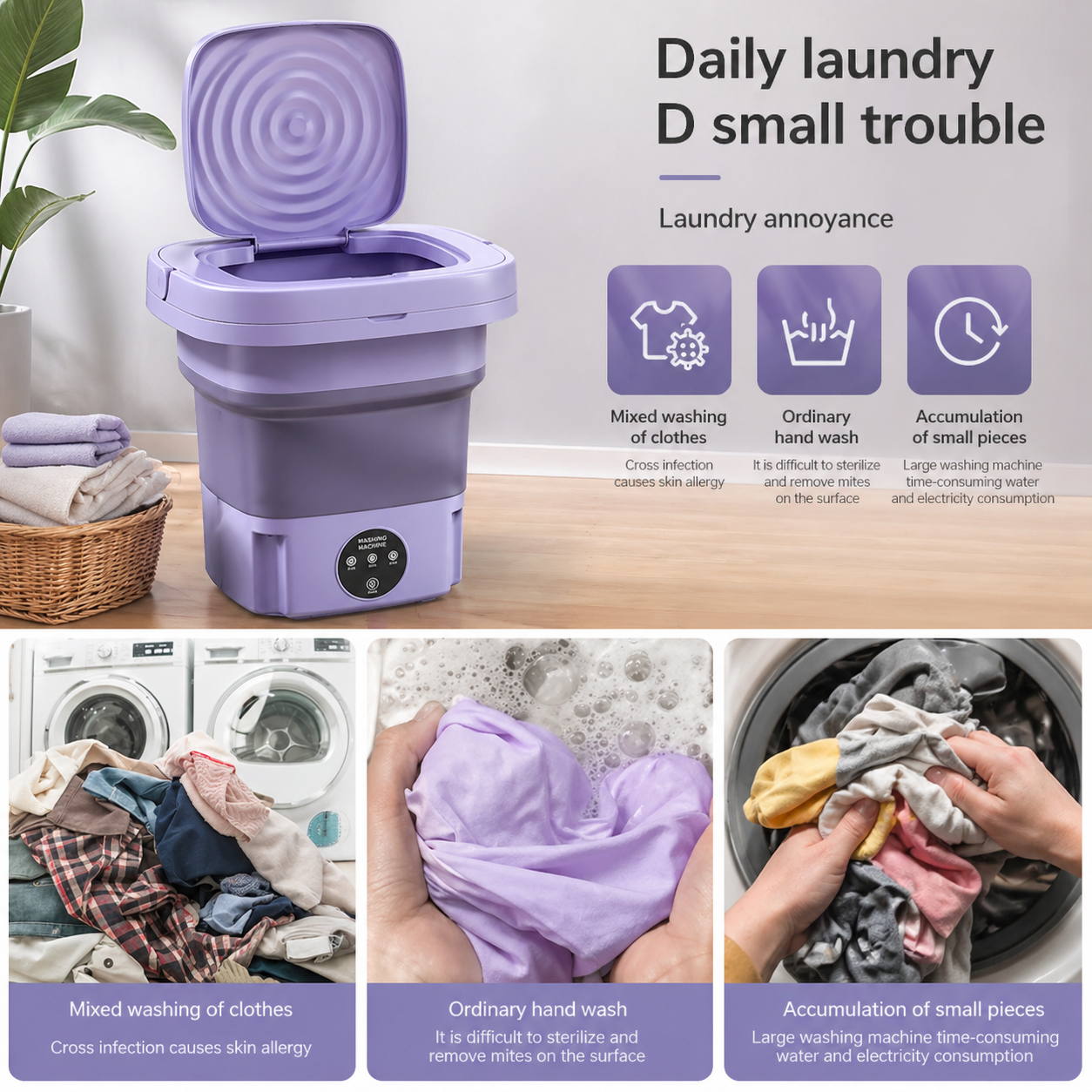 WashMini Pro™ Machine à laver pliable portable