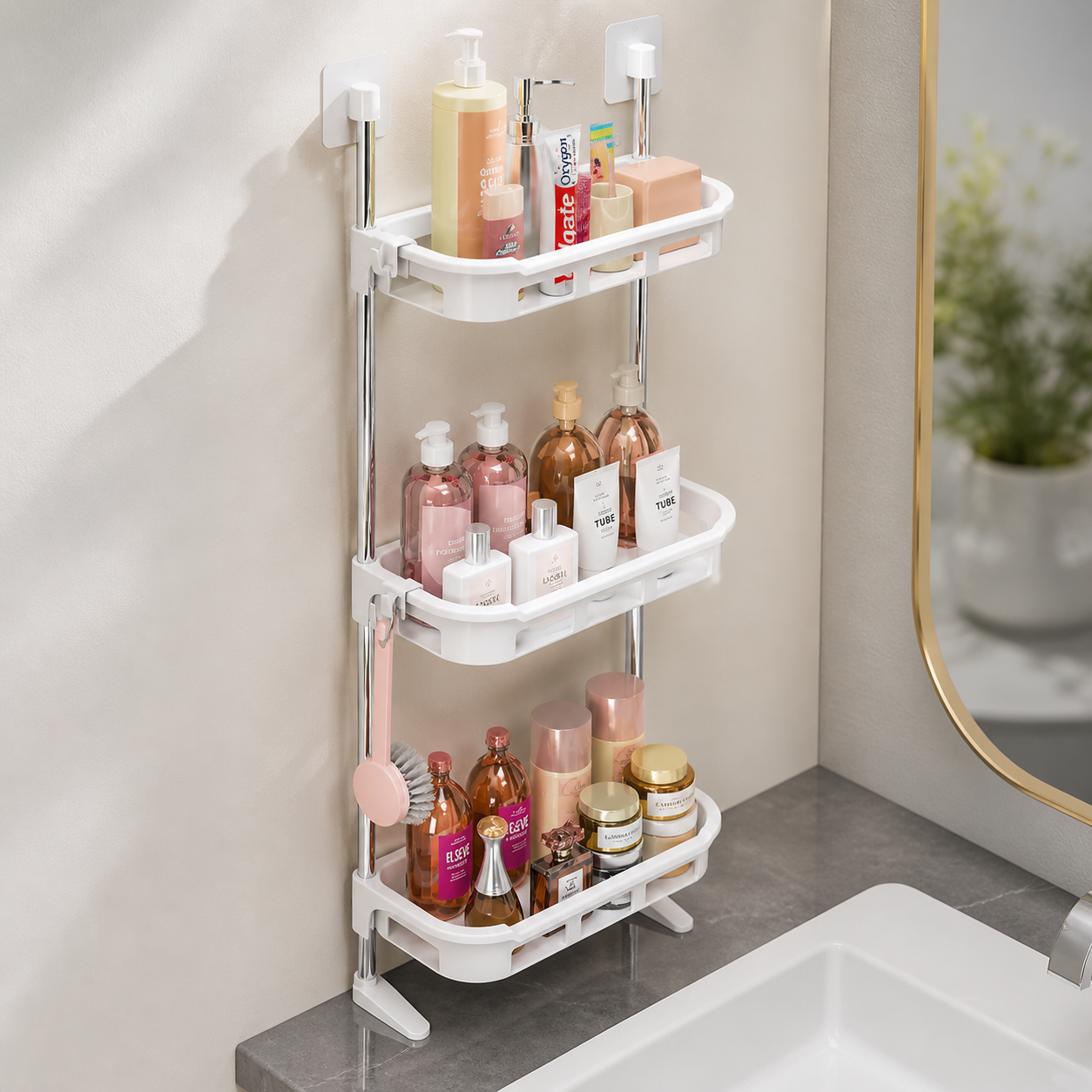 SpaceMax Pro™ Étagère de rangement 3 niveaux pour salle de bain