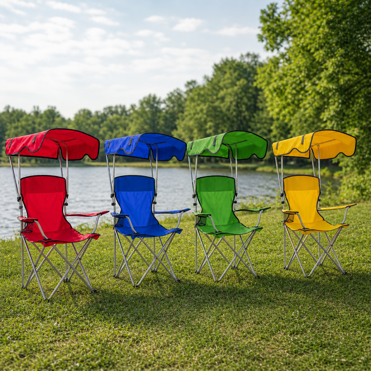 CampRelax Pro™ Lot de 4 chaises pliantes avec auvent