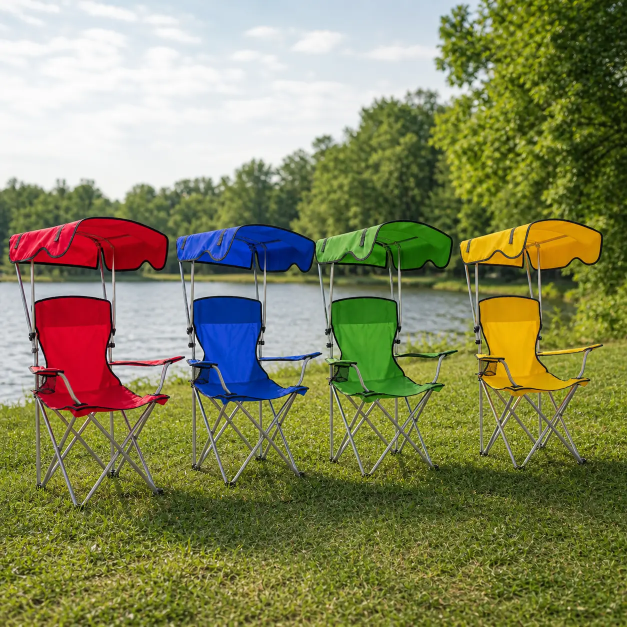 CampRelax Pro™ Lot de 4 chaises pliantes avec auvent