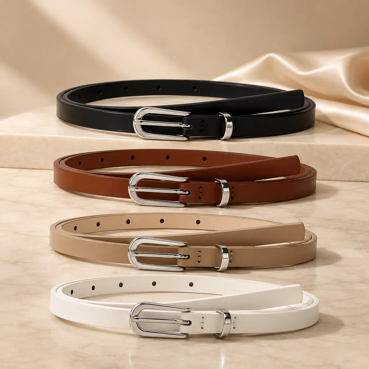 Elegant Thin Leather Belt for Women