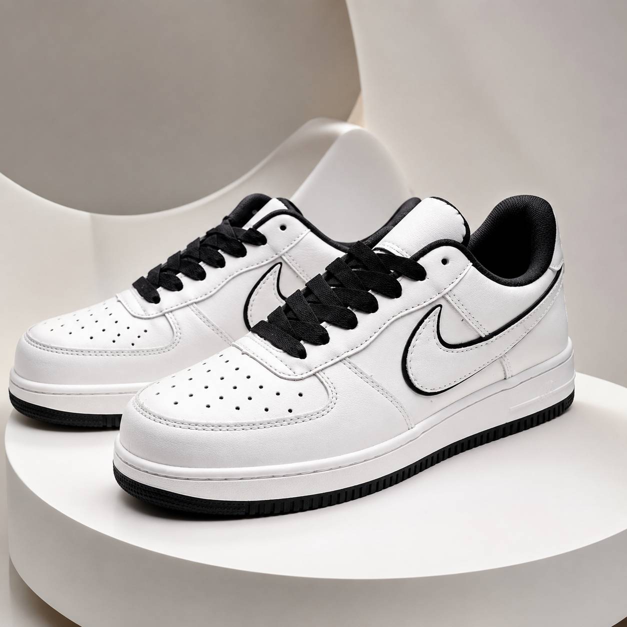 Premium Casual Sneakers – White Edition with Contrast Details