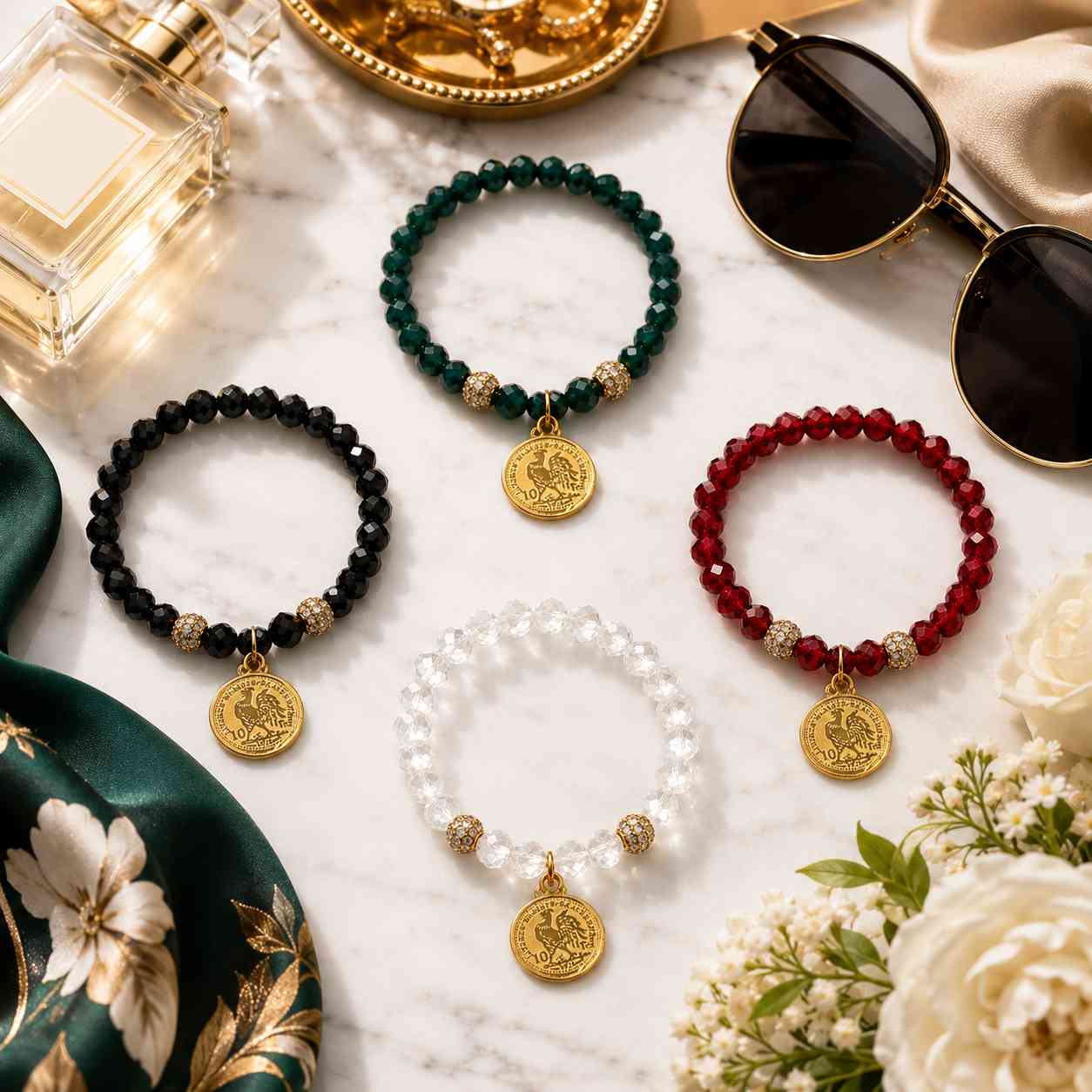 Crystal Charm Bracelet – Available in Multiple Colors ( 1 Piece)
